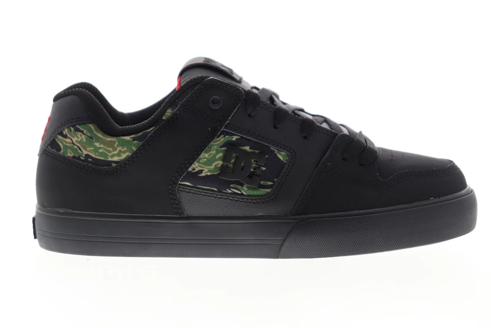 Men's Black Leather Camouflage Low Top Skate Sneakers - DC Pure SE 301024