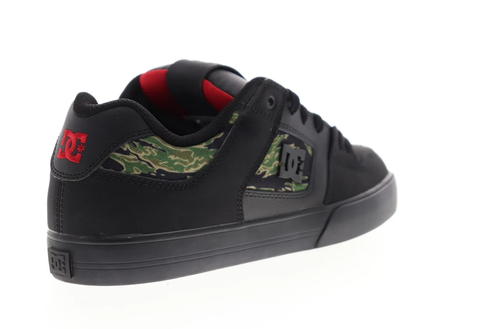 Men's Black Leather Camouflage Low Top Skate Sneakers - DC Pure SE 301024