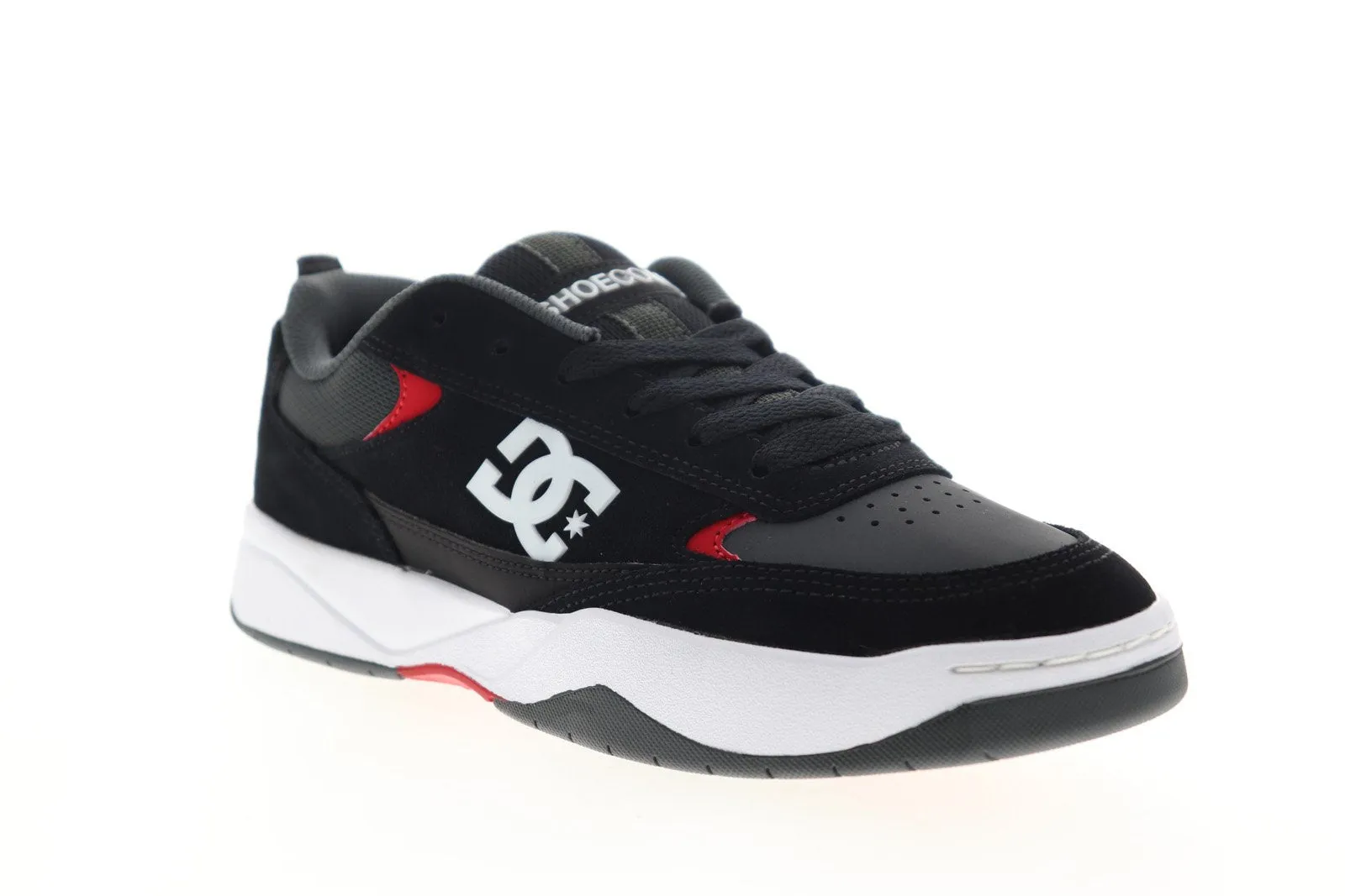 Mens Black Suede Low Top Lace Up Skate Sneakers Shoes