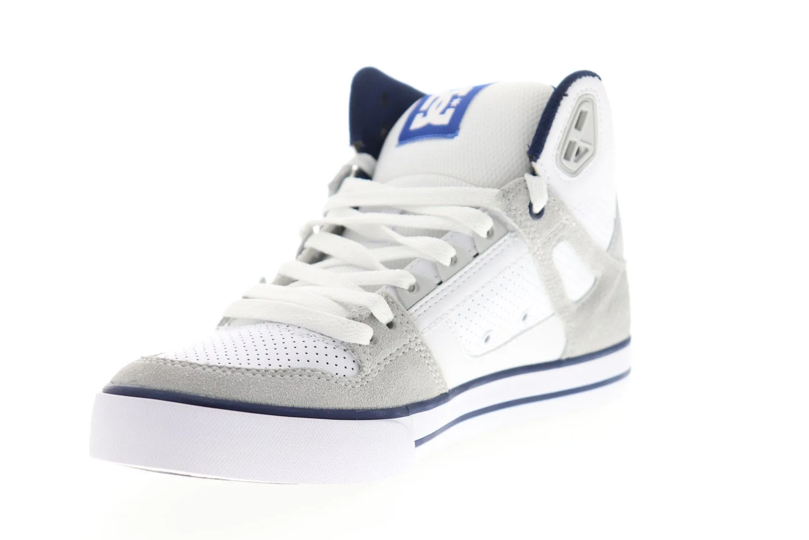 Mens White Leather Lace Up Skate Sneakers High Top Shoes - DC Pure WC ADYS400043