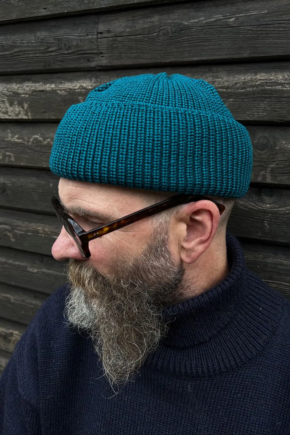 Merino Bifold Watch Cap in Teal