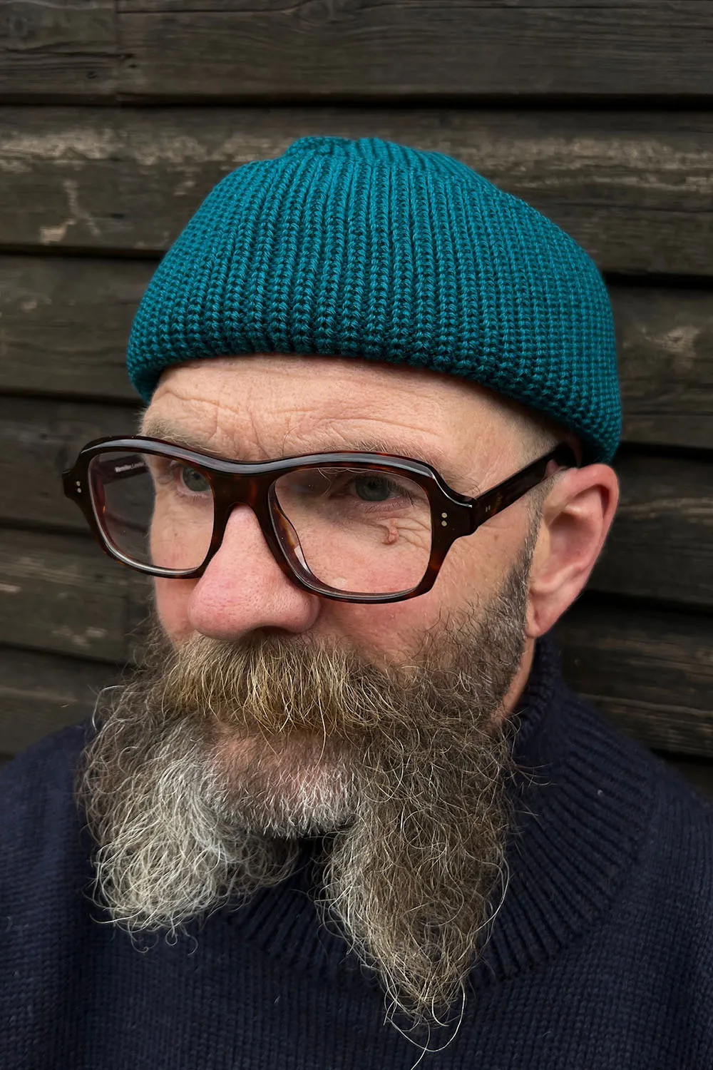 Merino Bifold Watch Cap in Teal