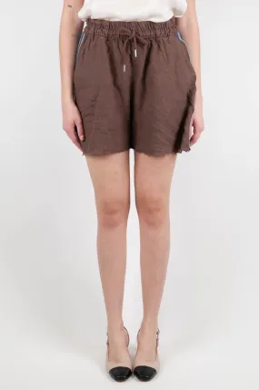 Motel Linen Shorts with Drawstring and Contrast Side Band