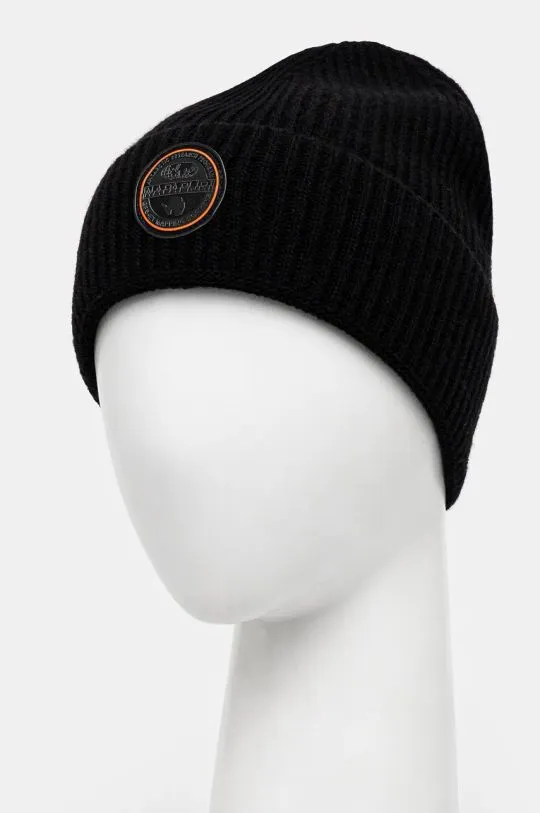 Black Napapijri Wool Beanie F-Singine Cap NP0A4I860411