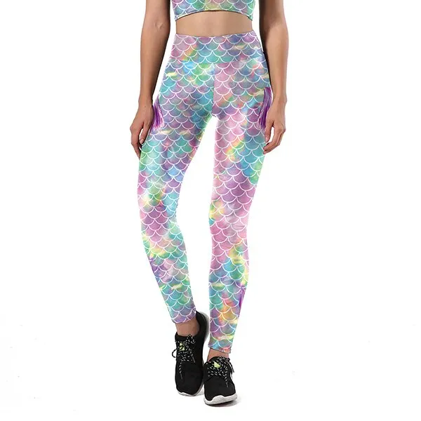 Colorful Mermaid Leggings - High Waist Fish Scales Print Fitness Pants