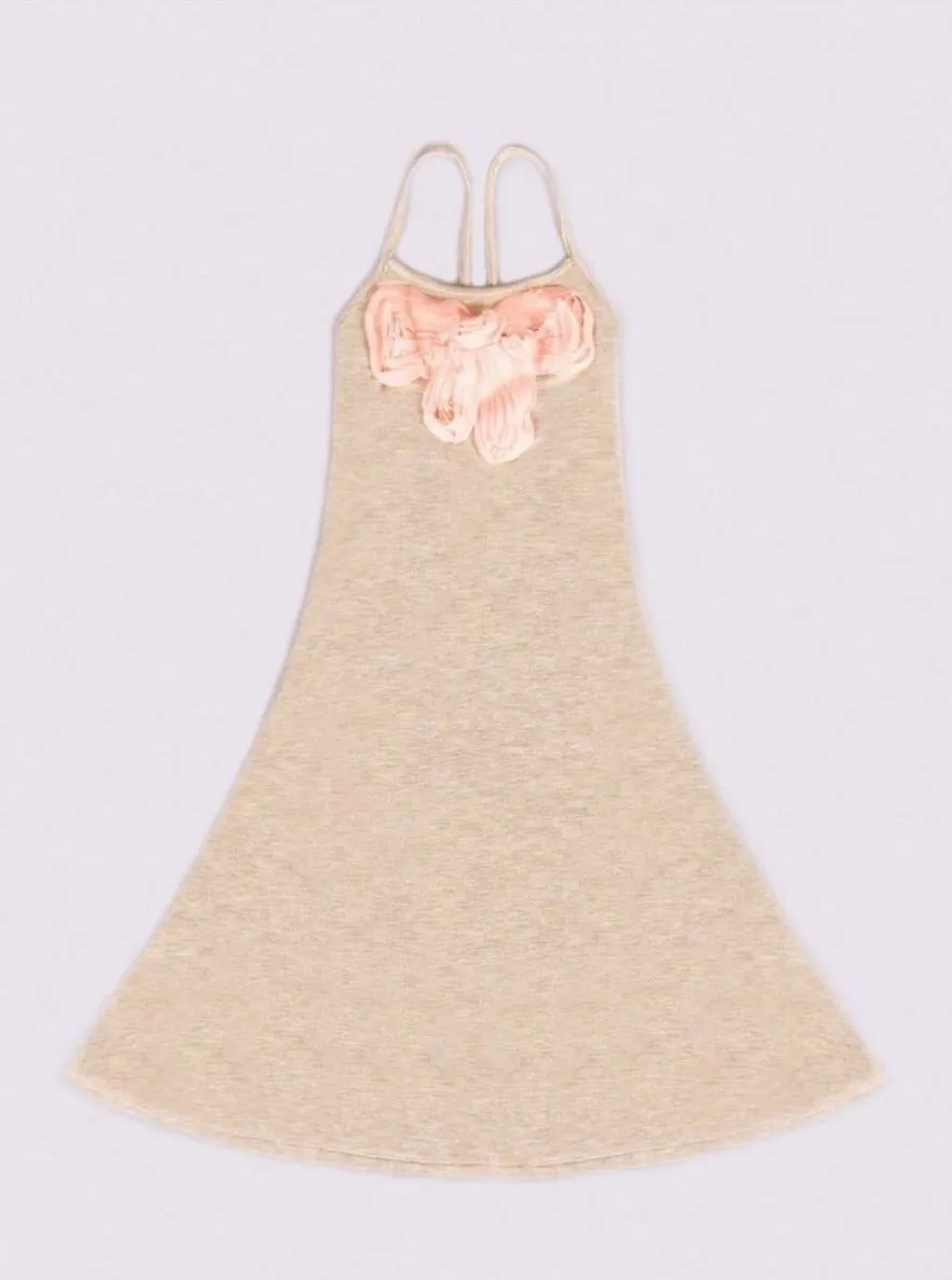 Oatmeal Angie Spaghetti Straps Jersey Dress