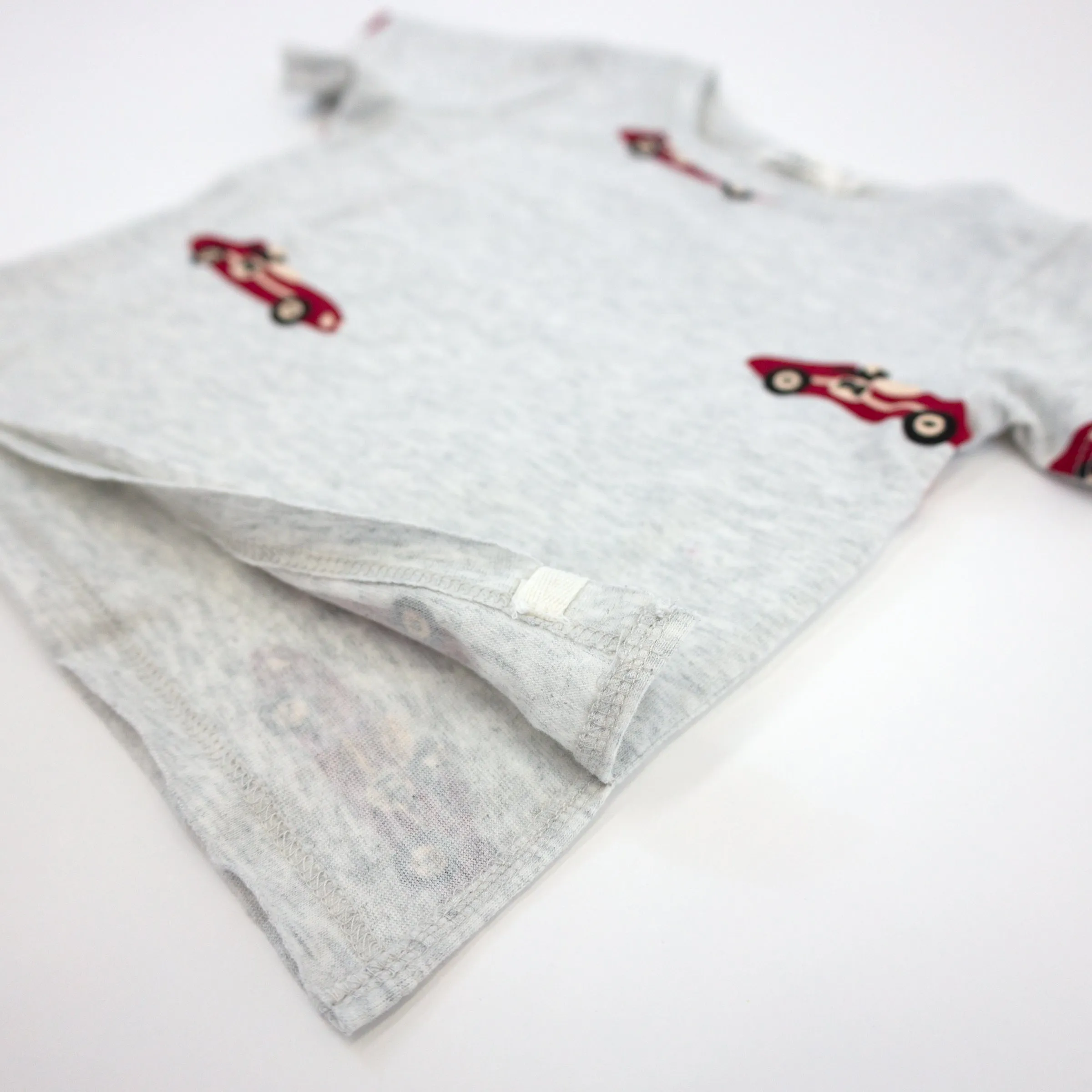 Heather Gray Oh Baby! Raw Edge Tee and Shorts Set - Racecar Print