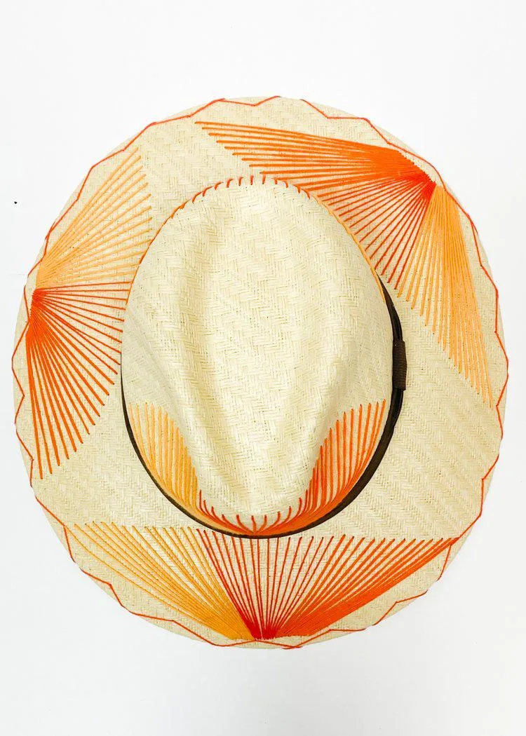 Orange Beige Hat with Palms, Cactus, and Ambiance Pattern