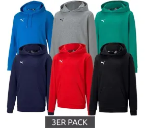 Pack of 3 PUMA teamGOAL 23 Casuals children's hoodies with kangaroo pocket, hooded sweater for young boys and girls 656711 