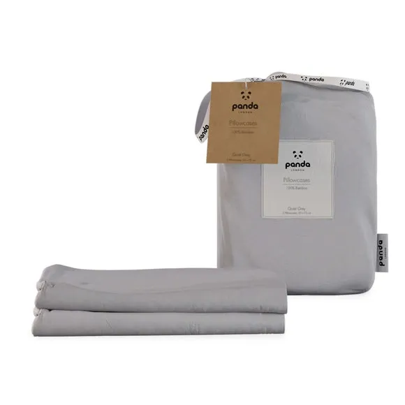 Panda Bamboo Quiet Grey Pillowcase Pair
