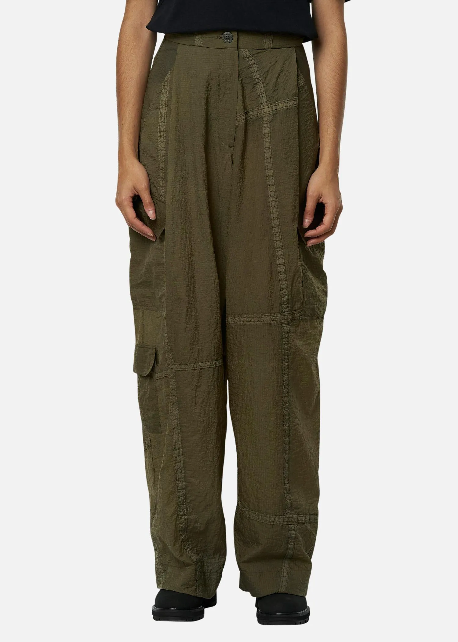 Olive women's parachute pants