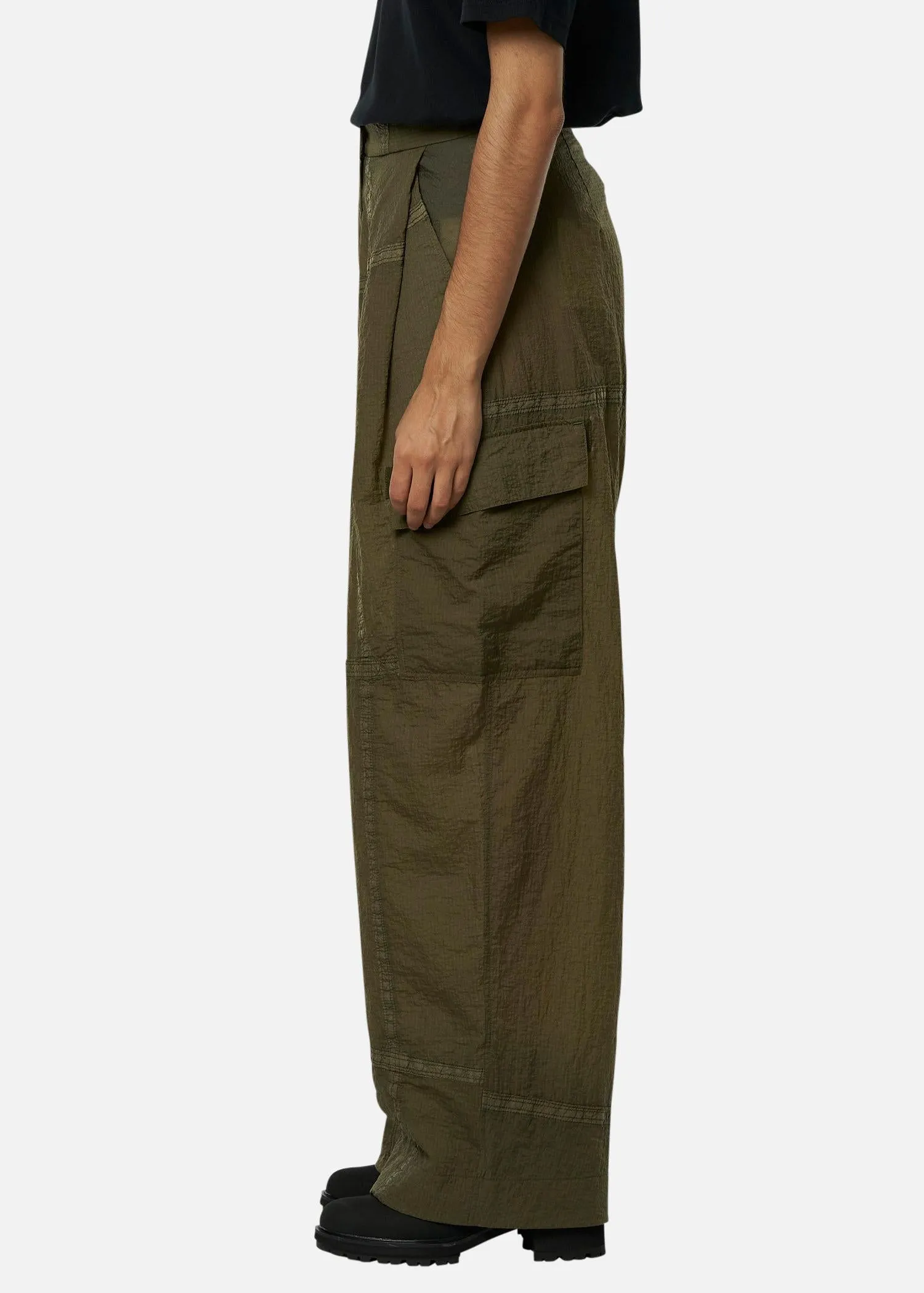 Olive women's parachute pants