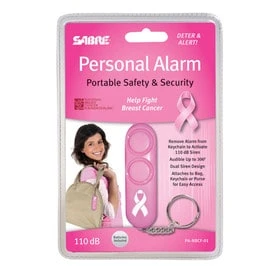 Personal Alarm With Key Ring, 110 Decibels, Pink Case, Model Pa-nbcf-01