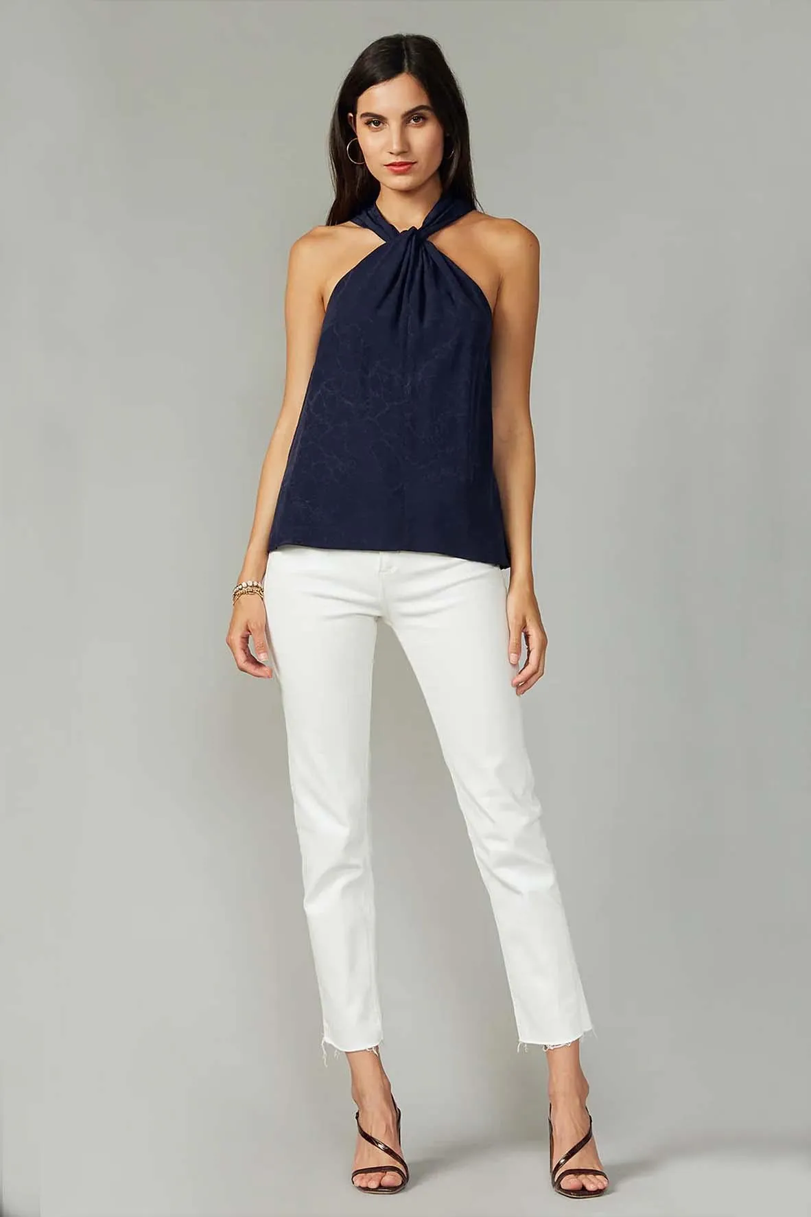 Phoebe Textured Viscose Halter Top