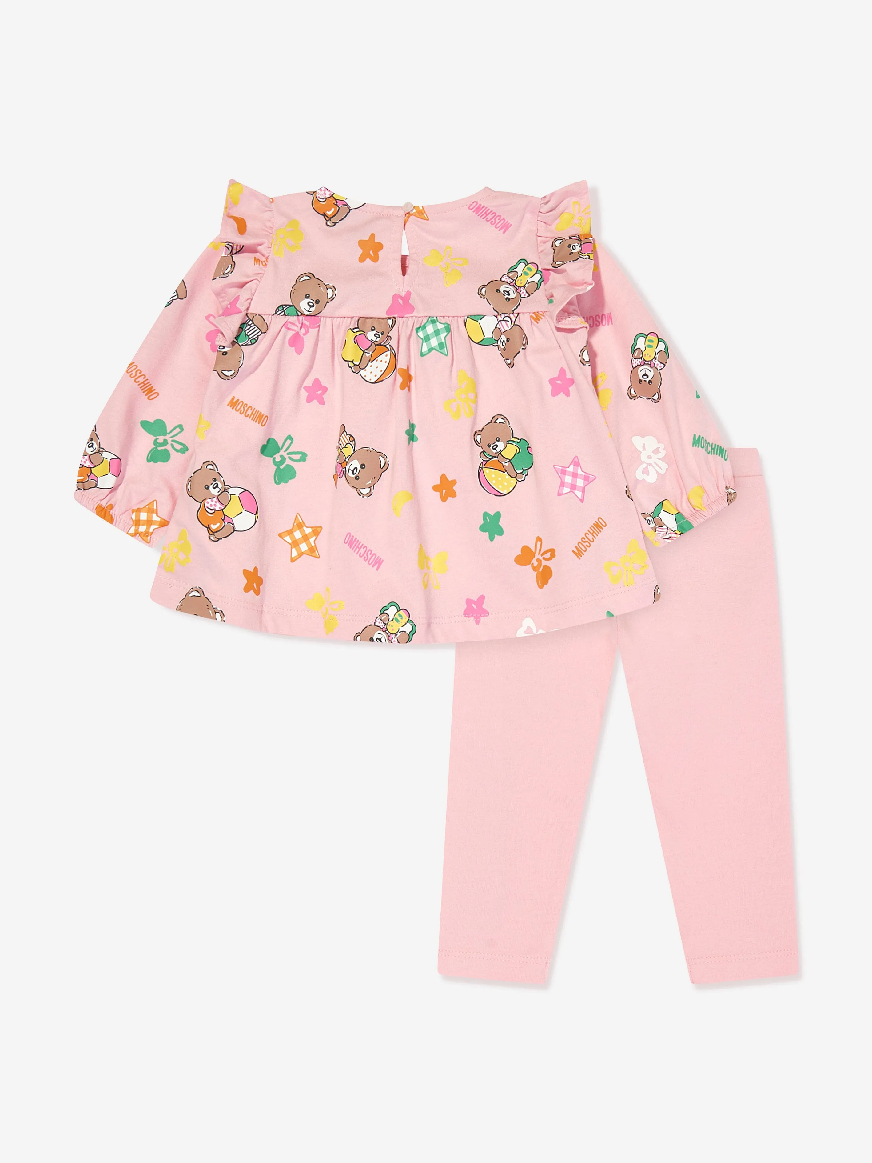 Pink Baby Girls Leggings Set with Bear Logo