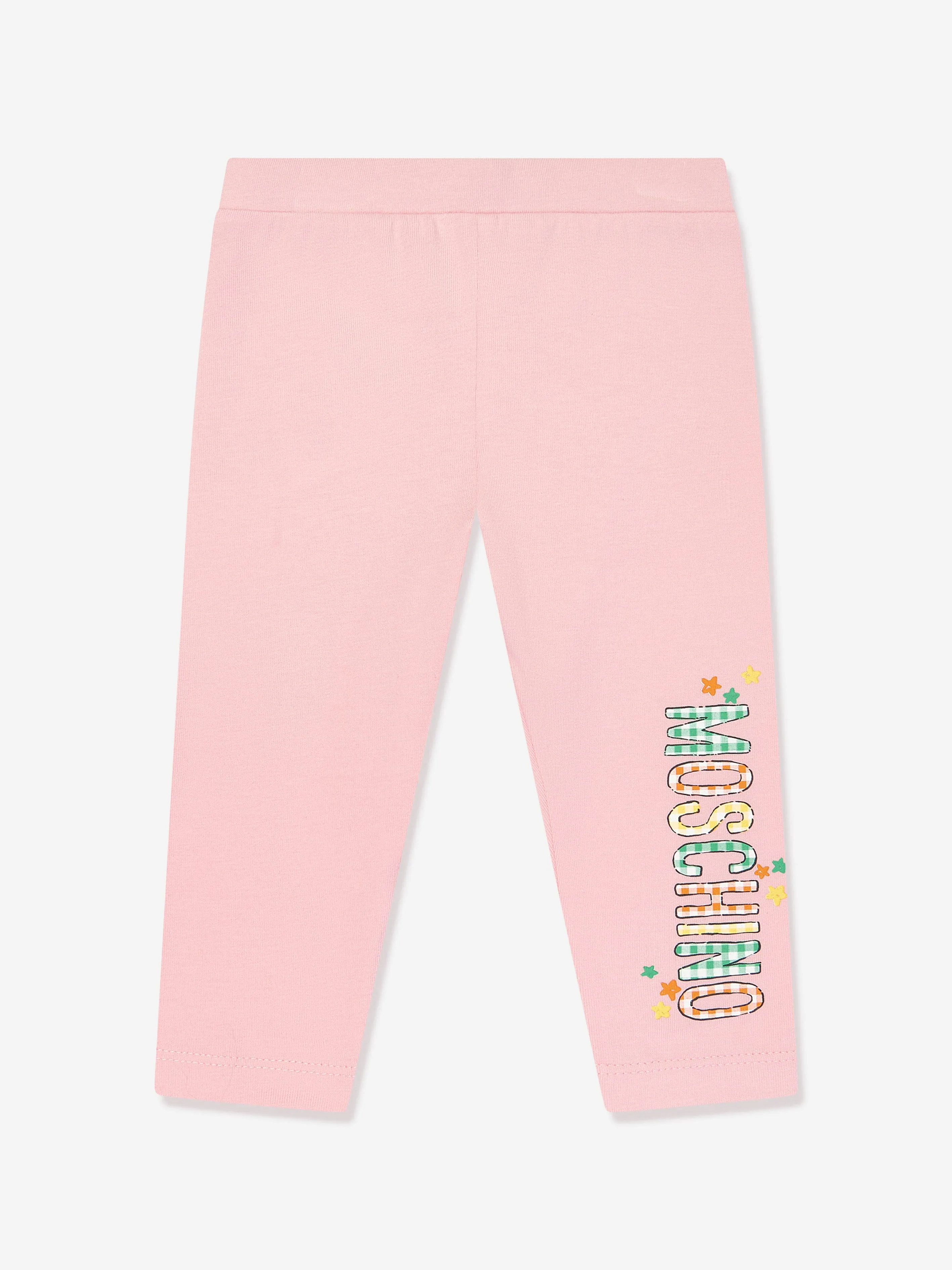 Pink Baby Girls Leggings Set with Bear Logo