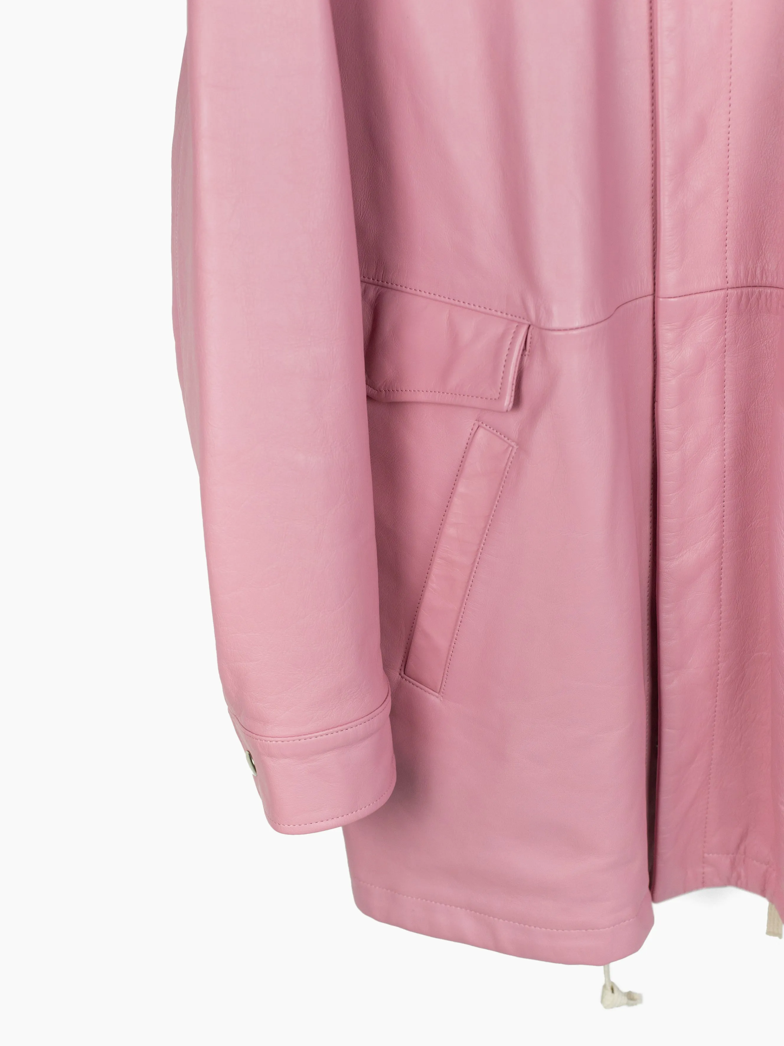 Pink Leather Coat with Layered Pockets from Blackmeans