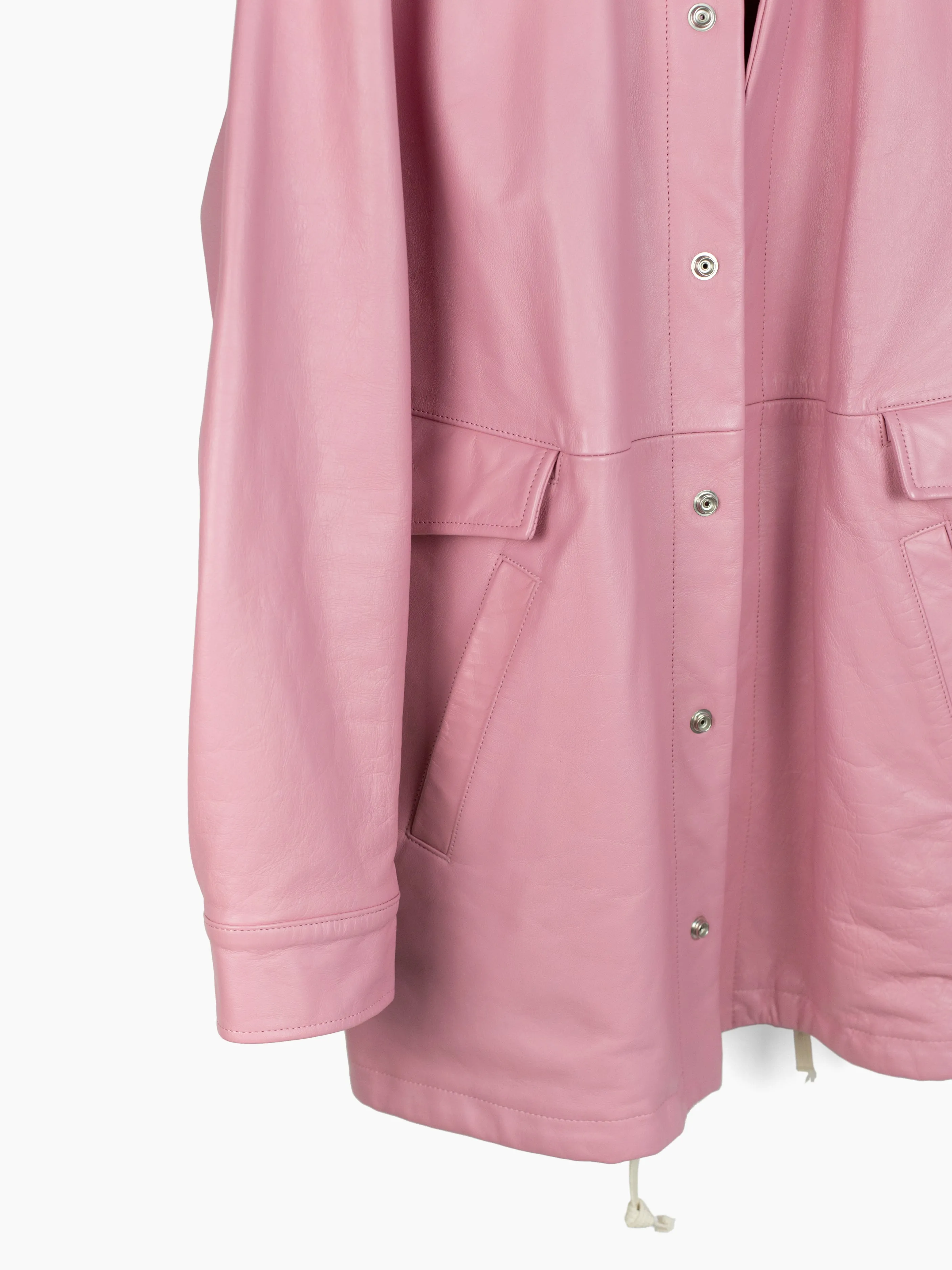 Pink Leather Coat with Layered Pockets from Blackmeans