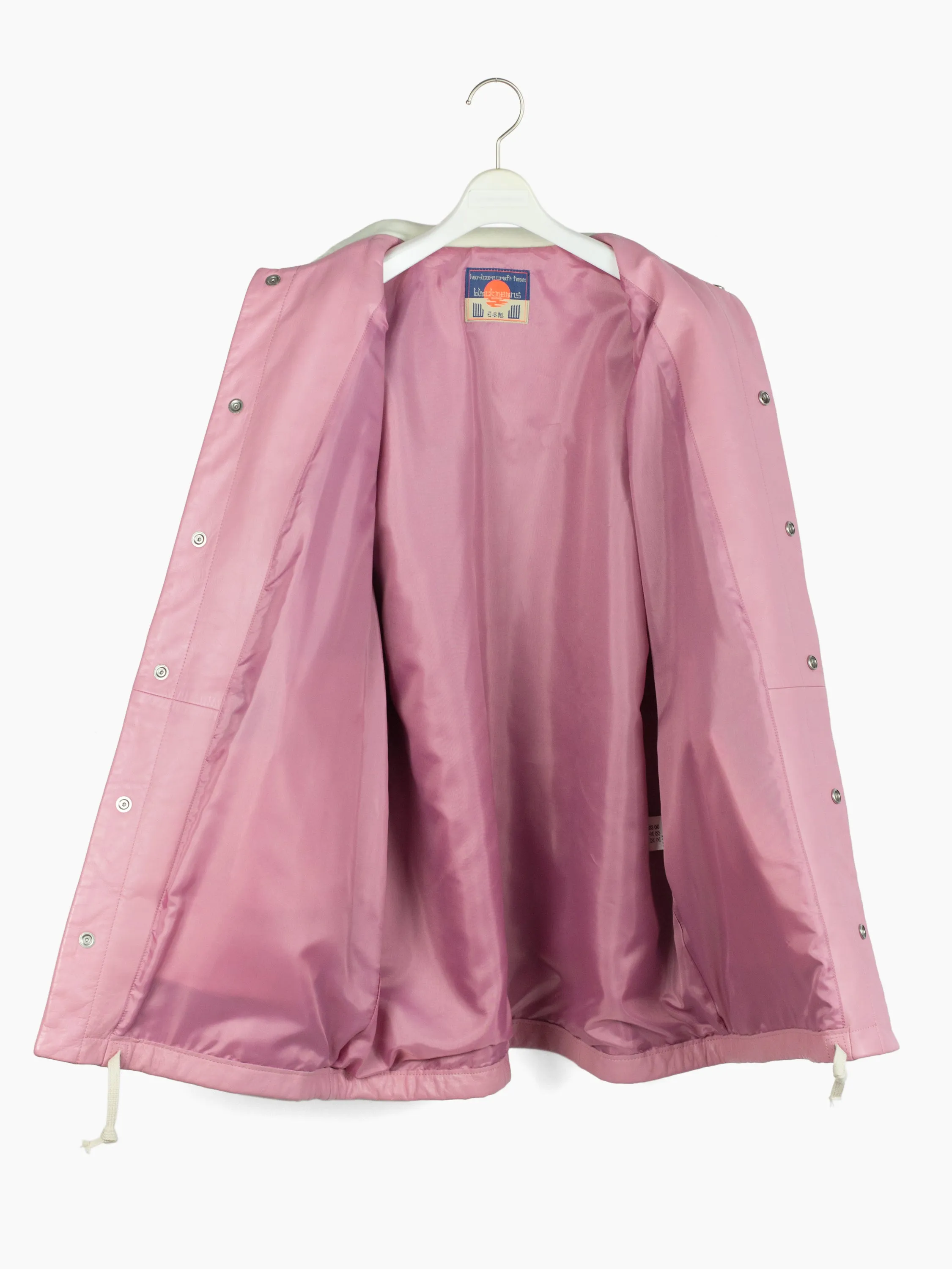 Pink Leather Coat with Layered Pockets from Blackmeans