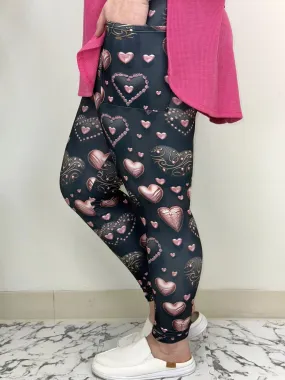 Pocketed Chocolate Heart Leggings