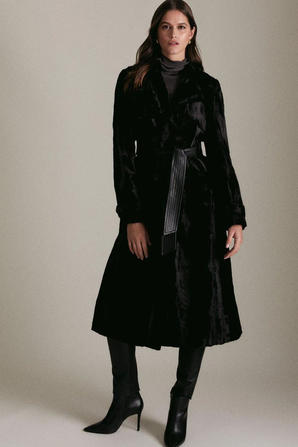 Ponyskin Wrap Coat from Karen Millen