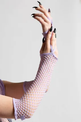 Fishnet Gloves in Lilac - Shop Now