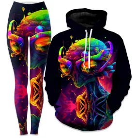 Alien Hoodie and Leggings Set with Psychedelic Design