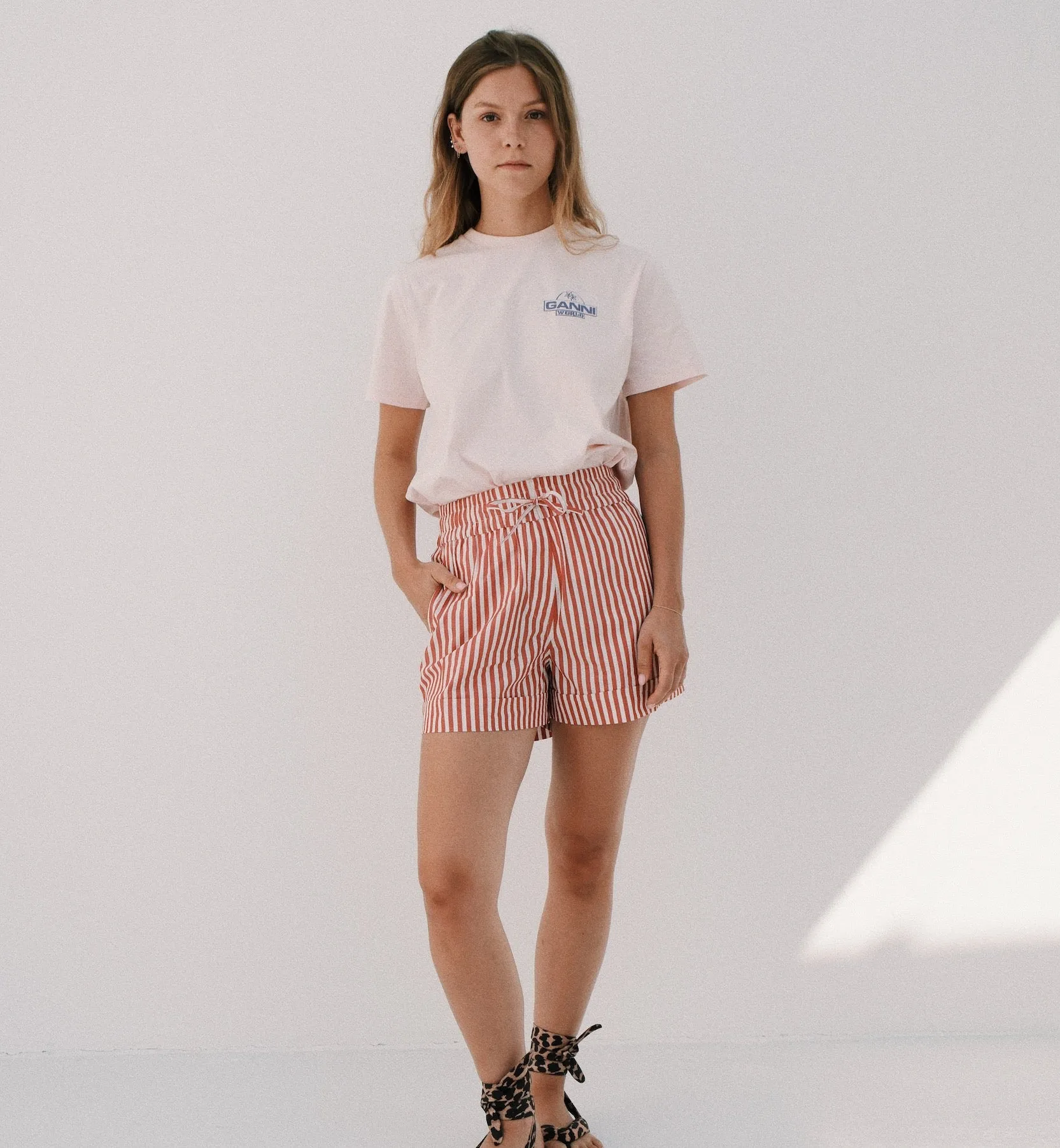 Red Striped GANNI Shorts