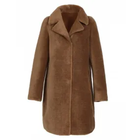 Reversible wool coat in cognac color - Style 64006