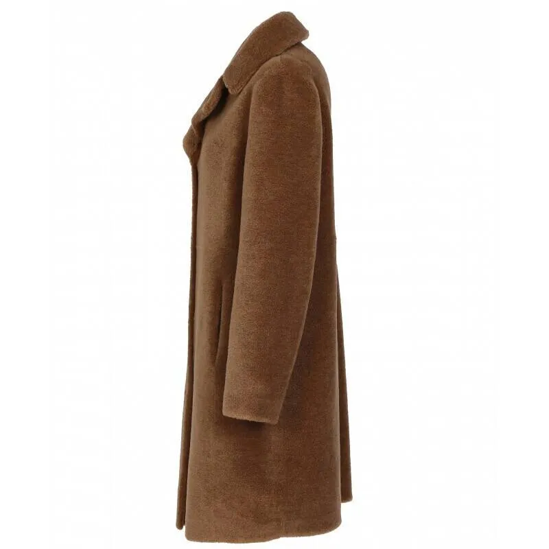 Reversible wool coat in cognac color - Style 64006