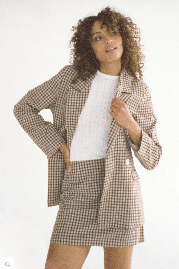 Rolla's Slouch Gingham Blazer- Khaki - Latest Fashion Statement Piece