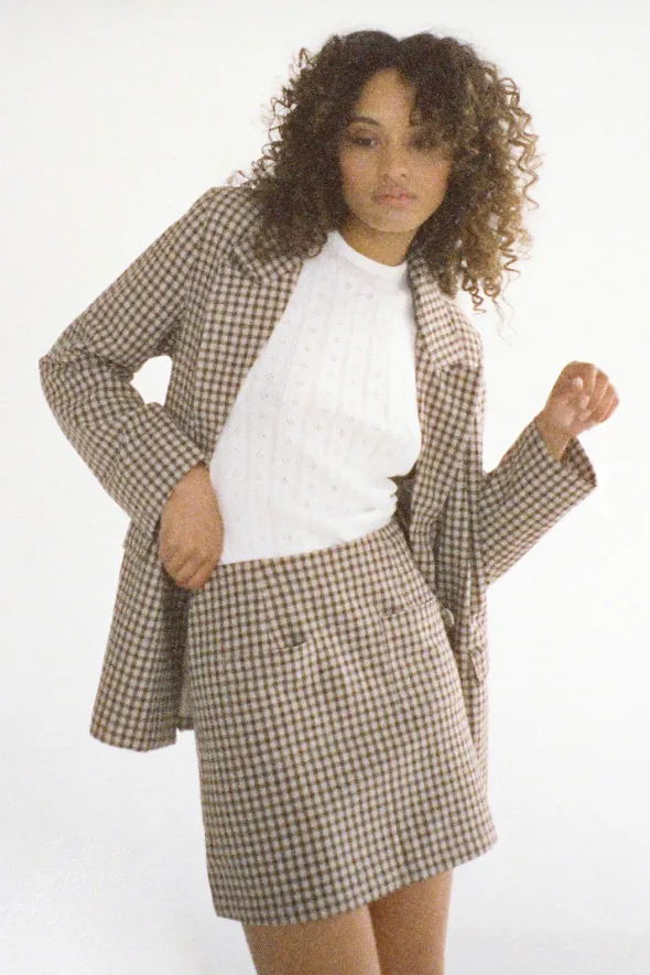 Rolla's Slouch Gingham Blazer- Khaki - Latest Fashion Statement Piece