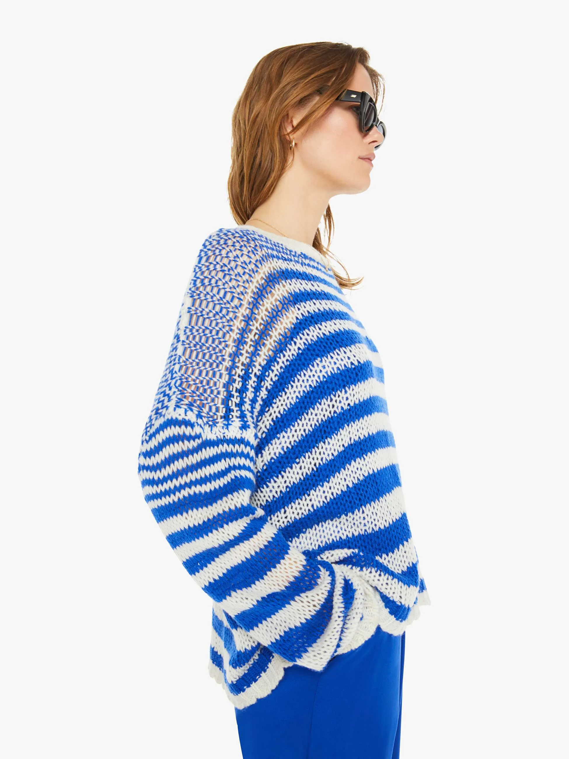 Sheyla Slouchy Open Crewneck - Lapis Multi - SABLYN