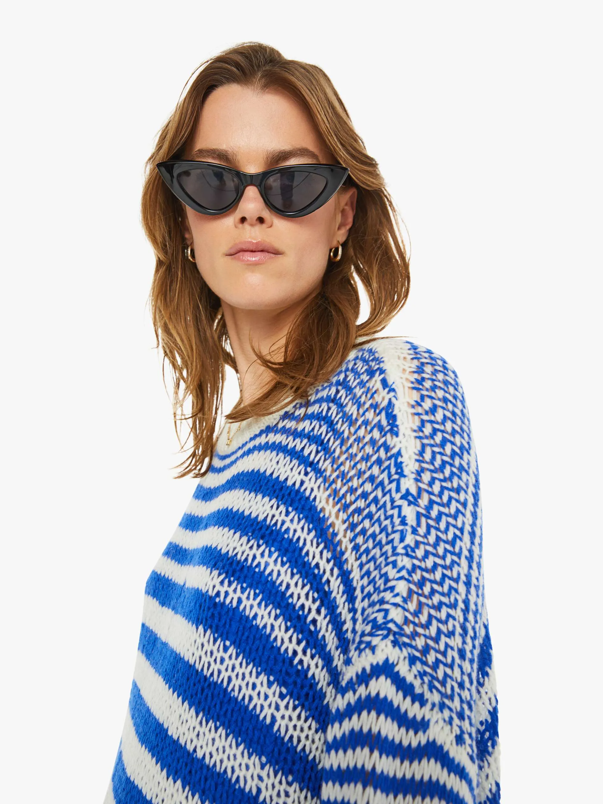 Sheyla Slouchy Open Crewneck - Lapis Multi - SABLYN