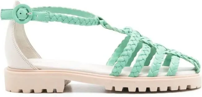 Green Sarah Chofakian Flanner Caged Braided Sandals