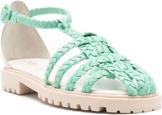 Green Sarah Chofakian Flanner Caged Braided Sandals