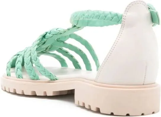 Green Sarah Chofakian Flanner Caged Braided Sandals