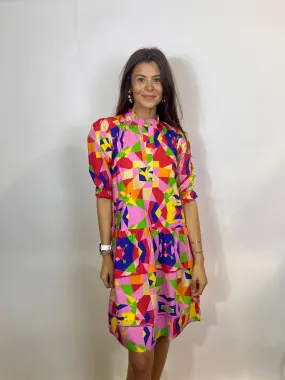 Sasha Multicolored Abstract Pattern Dress