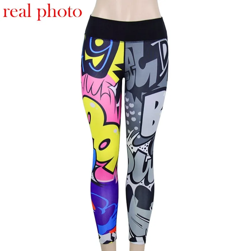 Simenual Funny Print Harajuku Fitness Legging Female Pants Bodybuilding Jeggings Athleisure Sportswear Leggings Sale