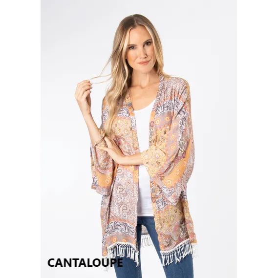 Noelle Printed Fringe Kimono