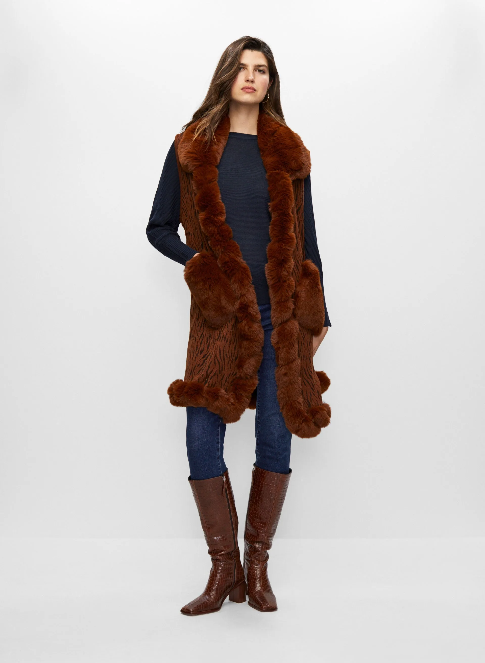 Faux Fur Poncho Without Sleeves