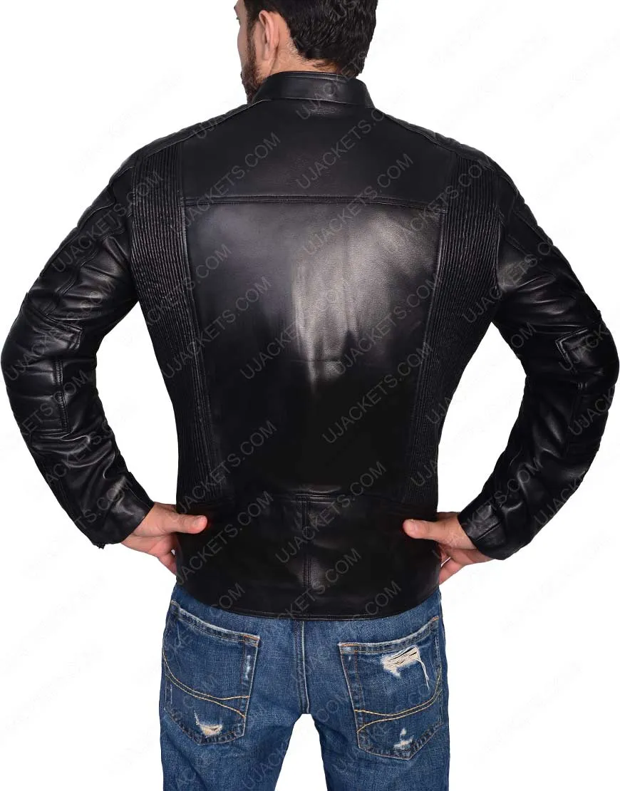 Mens Slim Fit Cafe Racer Black Jacket - Ujackets