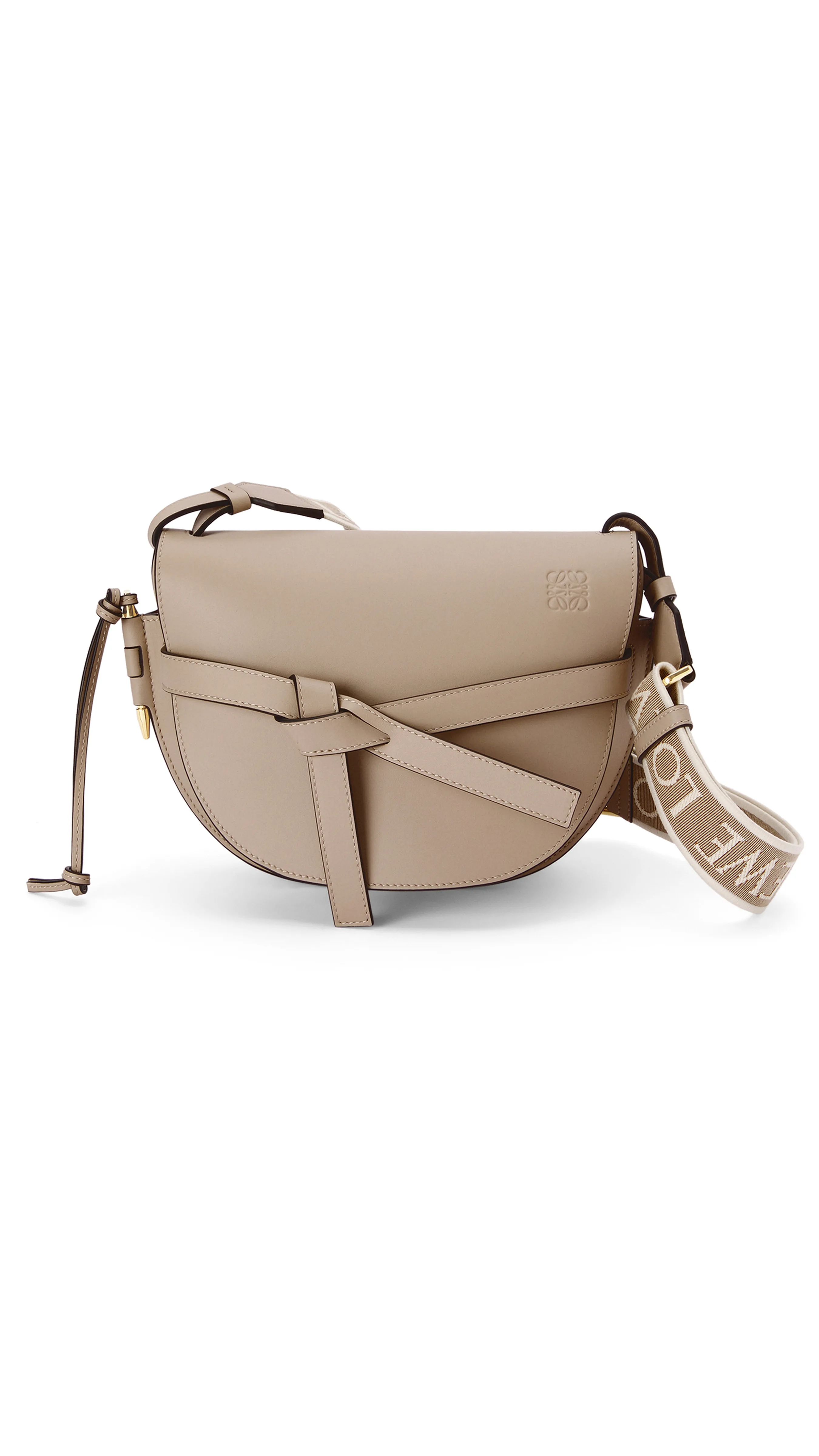 Sand Soft Calfskin and Jacquard Small Gate Bag