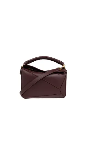 Dark Burgundy Mellow Calfskin Small Puzzle Bag