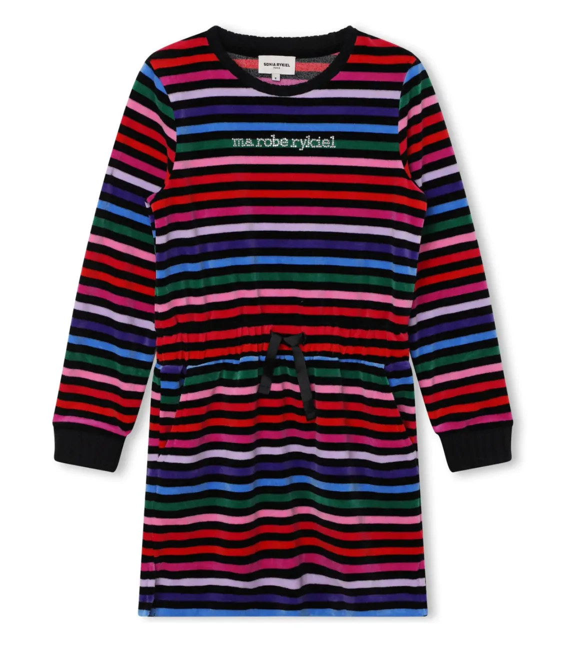 Long Sleeve Velour Multi-striped Dress with Pockets by Sonia Rykiel