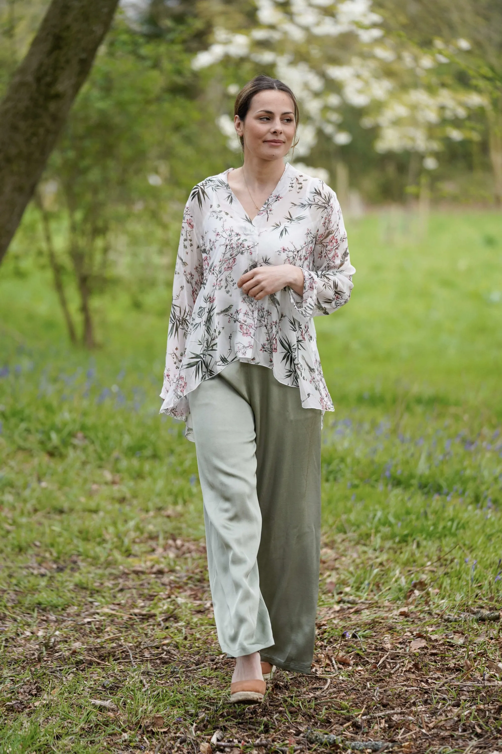 Elasticated Silk Trousers - Sophie