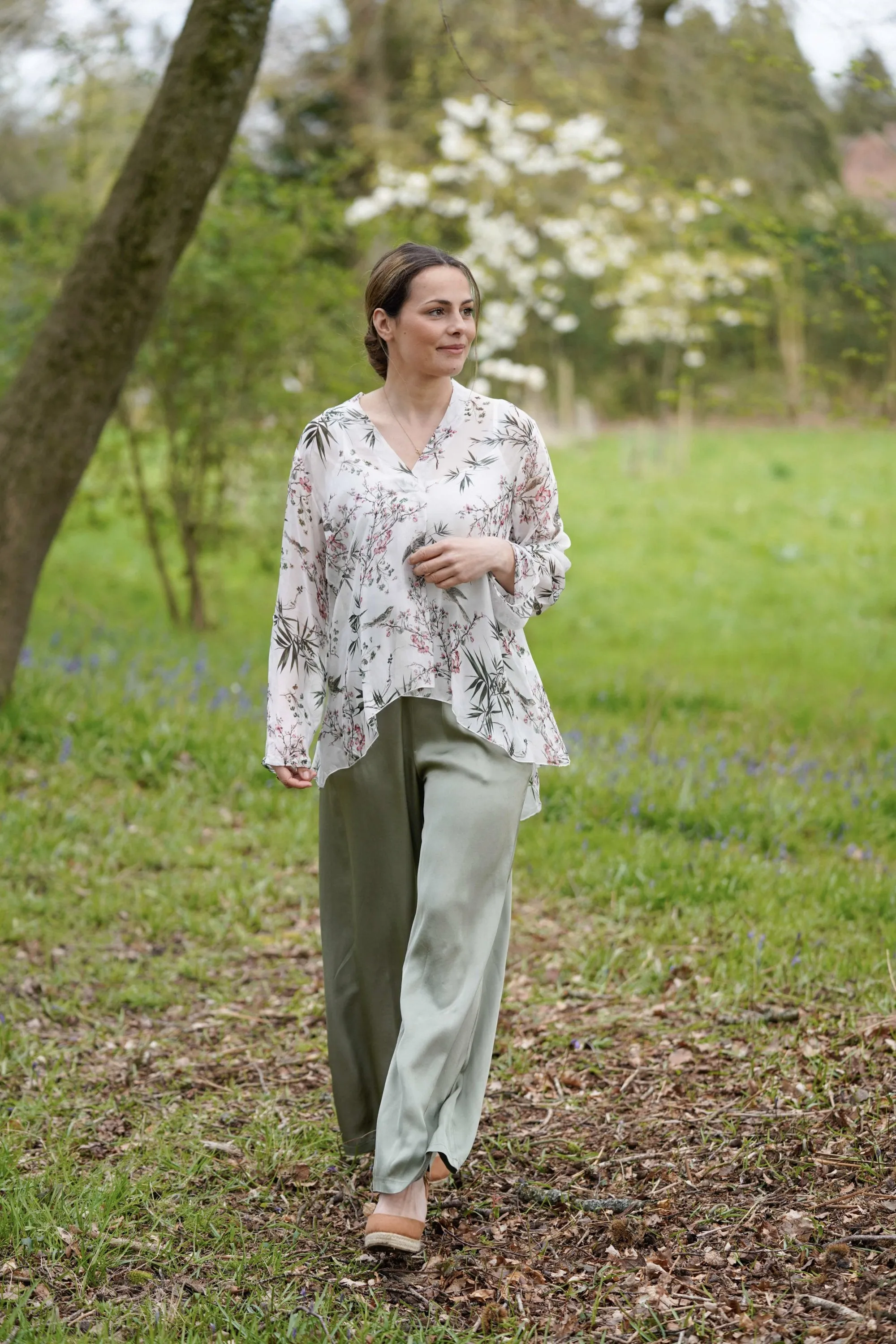 Elasticated Silk Trousers - Sophie