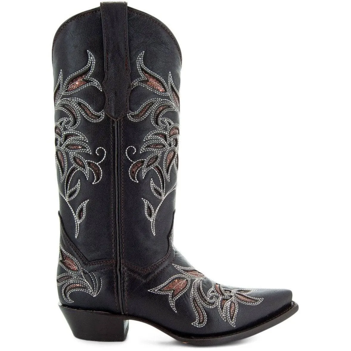 Brown Cowgirl Boots with Floral Embroidery for Women by Soto Boots - M50049