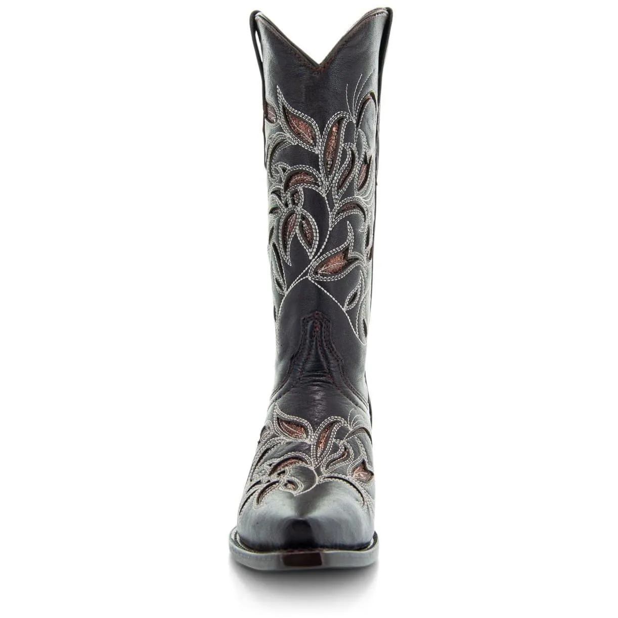 Brown Cowgirl Boots with Floral Embroidery for Women by Soto Boots - M50049