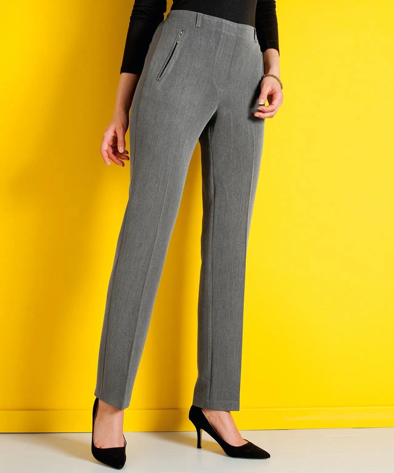 Trousers with Straight Leg and Zip Detail